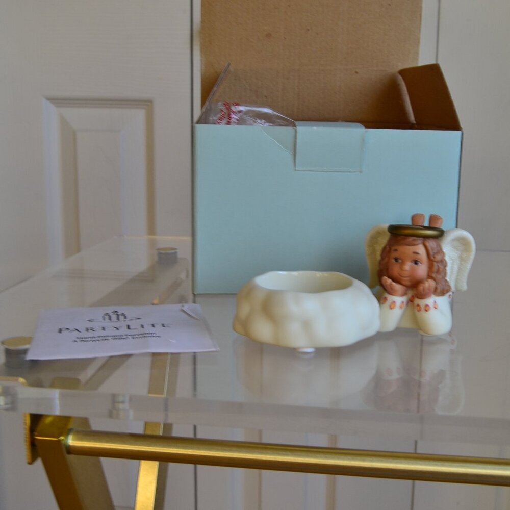 Vintage Ceramic PartyLite House Tealight Candle Holder Felicity ANGEL with BOX